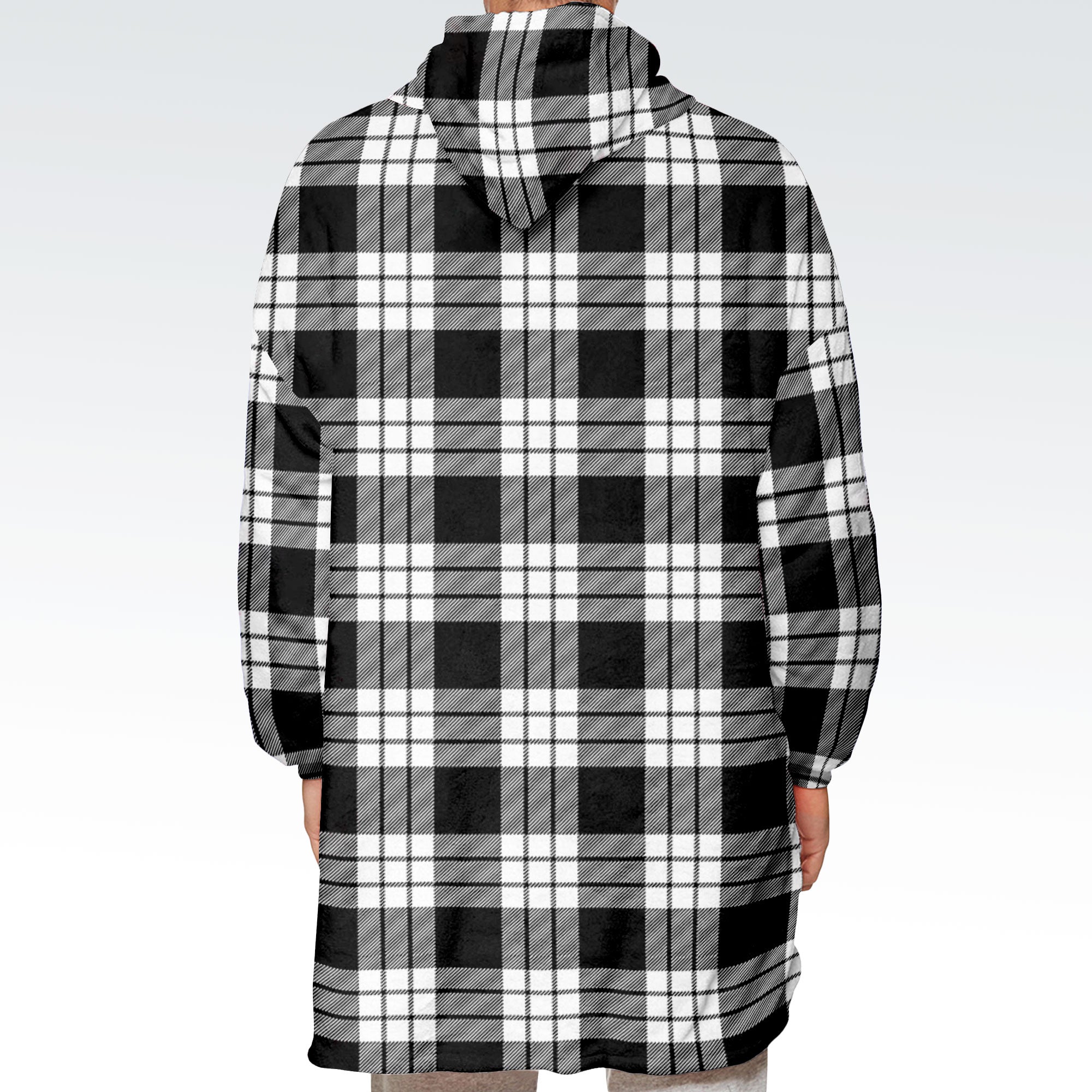 MacFarlane Black _ White Tartan Hoodie Blanket