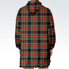 Stewart Black Tartan Hoodie Blanket