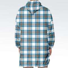 Stewart Muted Blue Tartan Hoodie Blanket