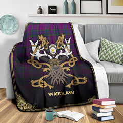 Wardlaw Modern Tartan Crest Premium Blanket - Celtic Stag style