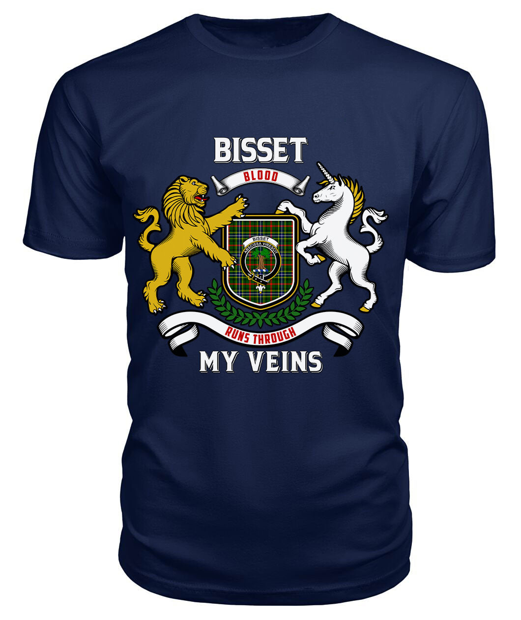 Bisset Tartan Crest 2D T-shirt - Blood Runs Through My Veins Style