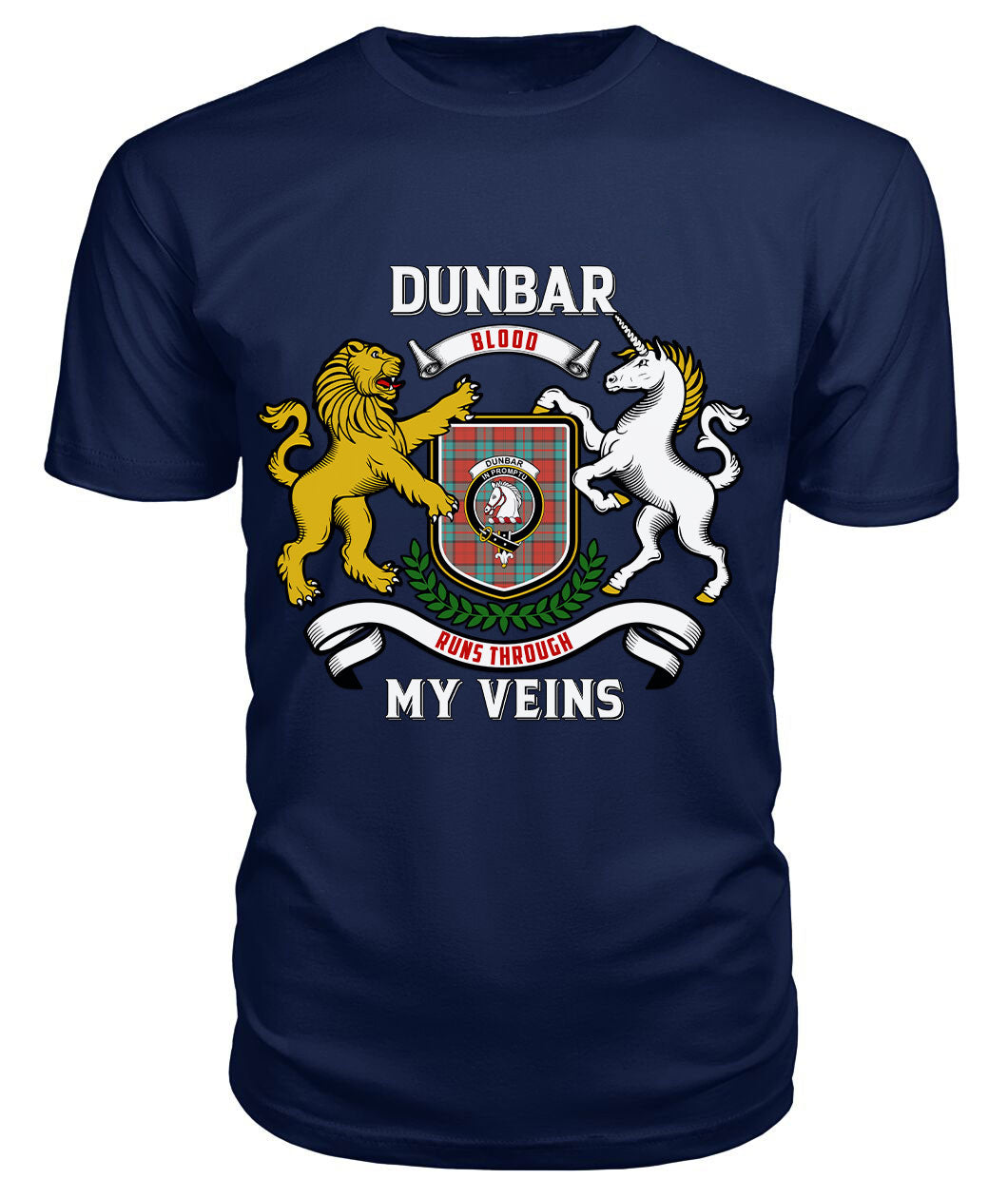 Dunbar Ancient Tartan Crest 2D T-shirt - Blood Runs Through My Veins Style