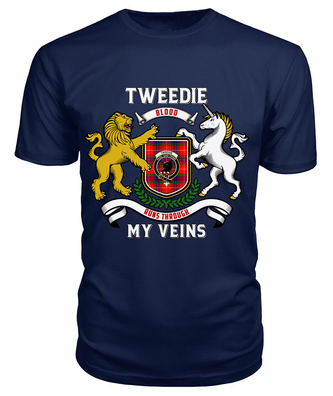 Tweedie Tartan Crest 2D T-shirt - Blood Runs Through My Veins Style