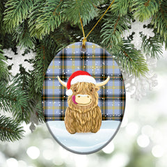 Bell of the Borders Tartan Christmas Ceramic Ornament - Highland Cows Style