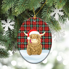 Kerr Ancient Tartan Christmas Ceramic Ornament - Highland Cows Style
