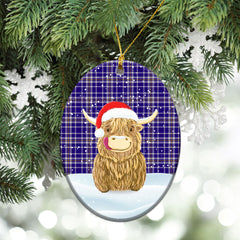 Ochterlony Tartan Christmas Ceramic Ornament - Highland Cows Style