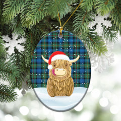 Smith Ancient Tartan Christmas Ceramic Ornament - Highland Cows Style