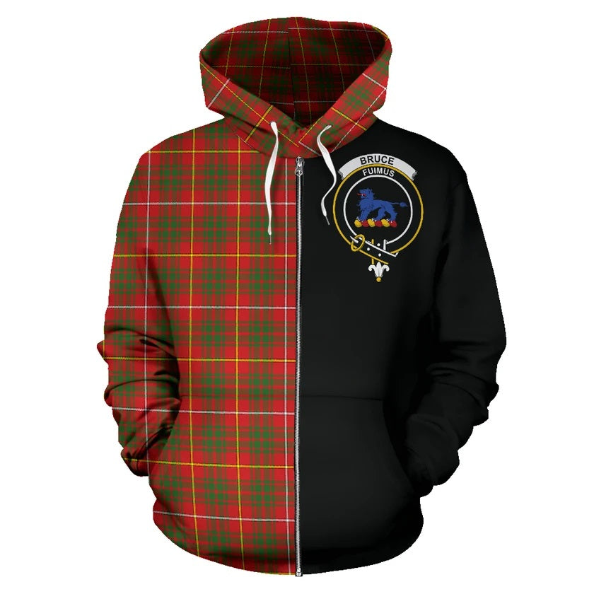 Bruce Modern Tartan Crest Zipper Hoodie - Half Of Me Style