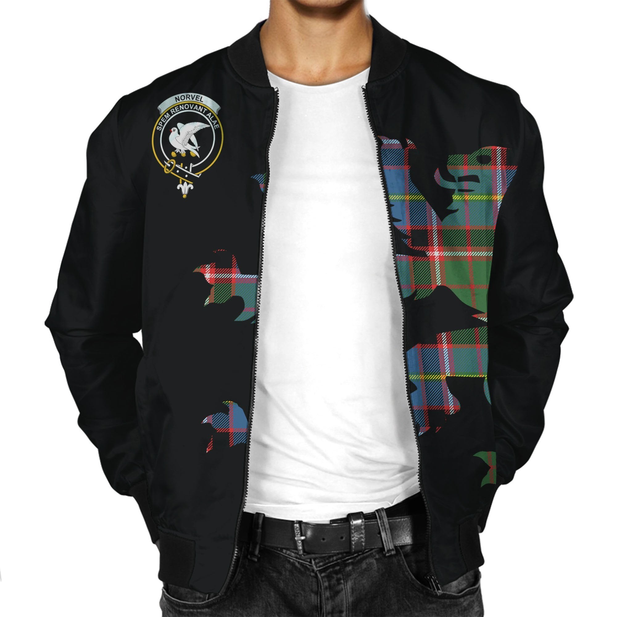 Norvel (Or Norvill) Tartan Bomber Jacket Lion & Thistle