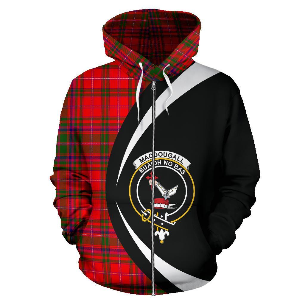 MacDougall Modern Tartan Crest Zipper Hoodie - Circle Style