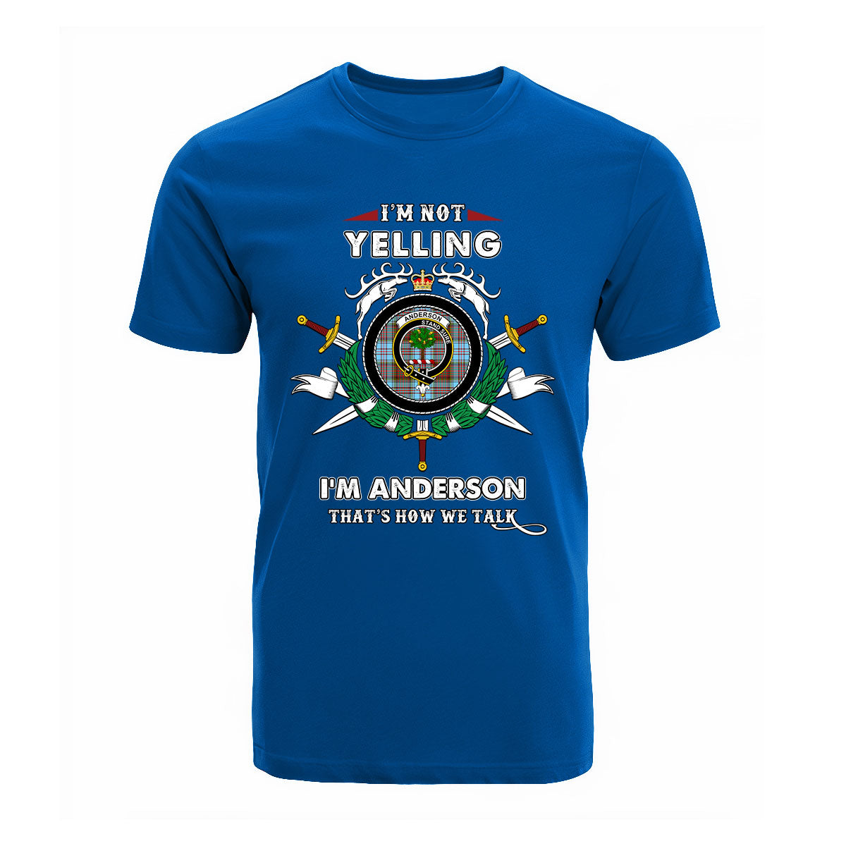 Anderson Tartan Crest T-shirt - I'm not yelling style