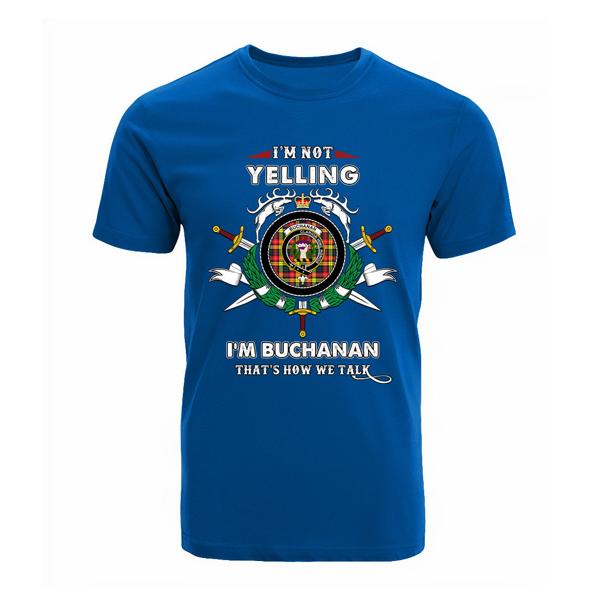 Buchanan Tartan Crest T-shirt - I'm not yelling style