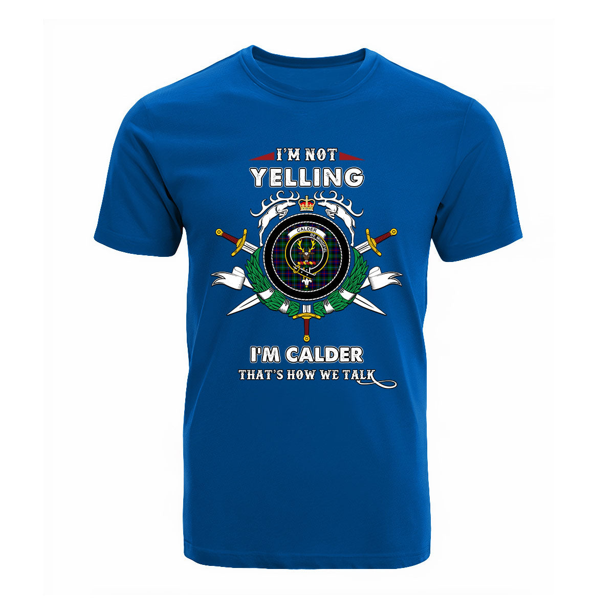 Calder 2 Tartan Crest T-shirt - I'm not yelling style