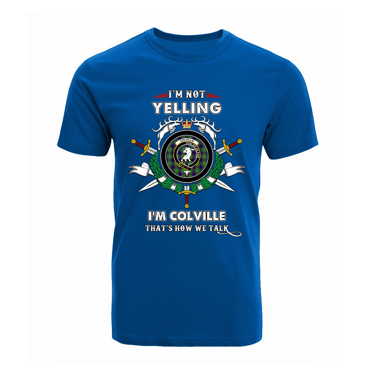 Colville Tartan Crest T-shirt - I'm not yelling style