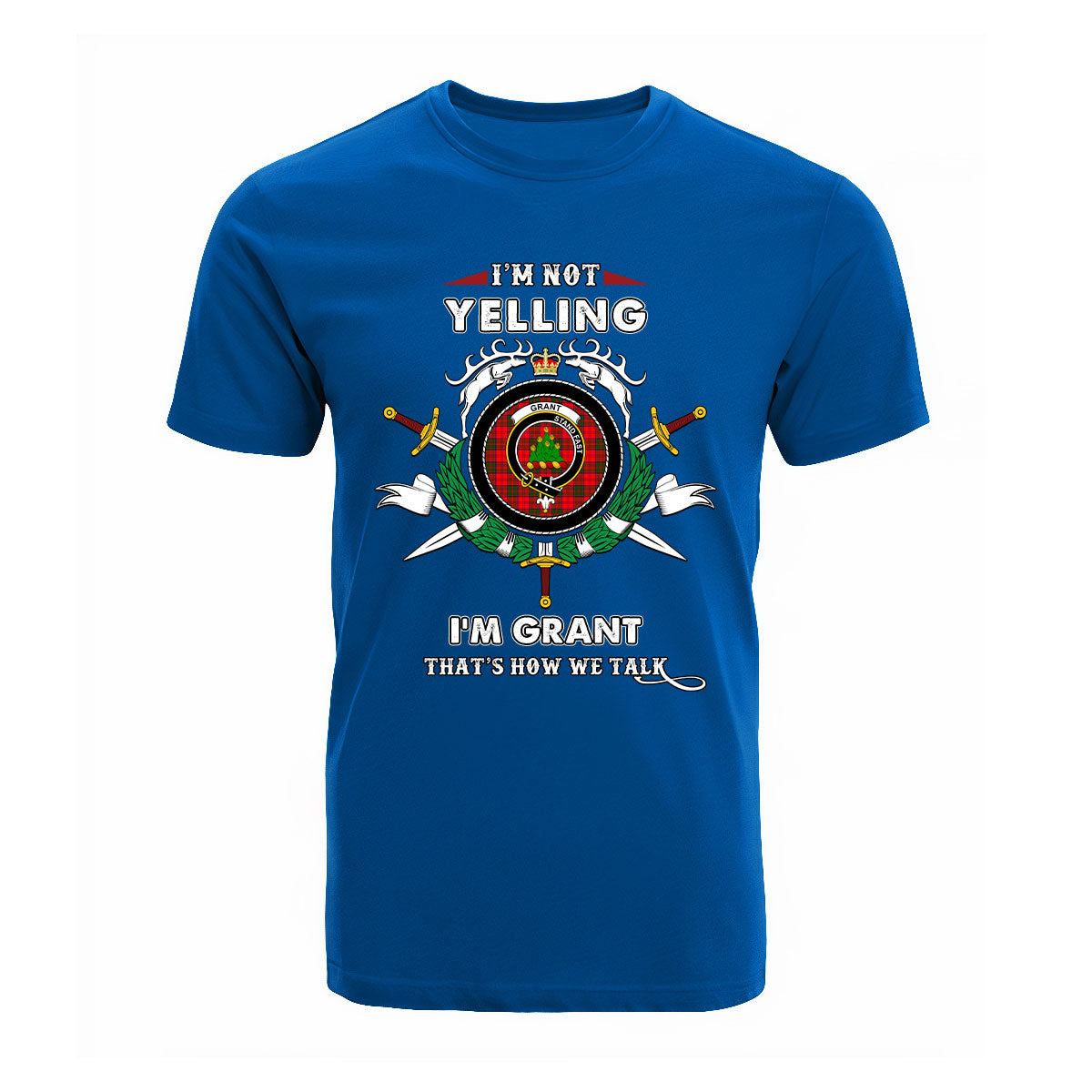 Grant Tartan Crest T-shirt - I'm not yelling style