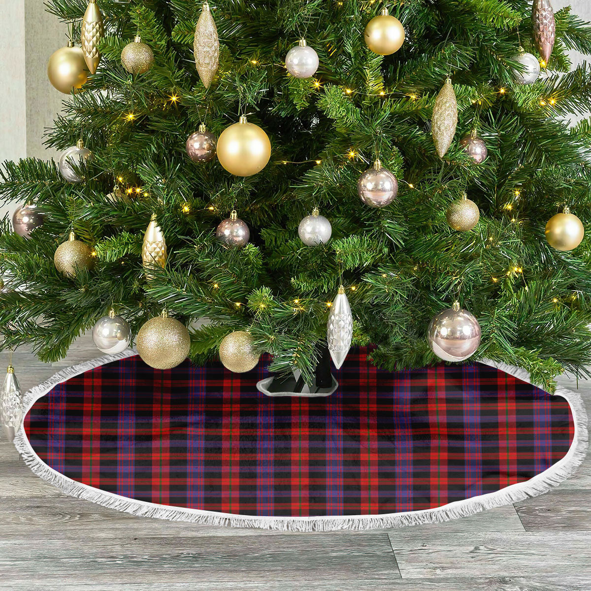 Brown Modern Tartan Christmas Tree Skirt