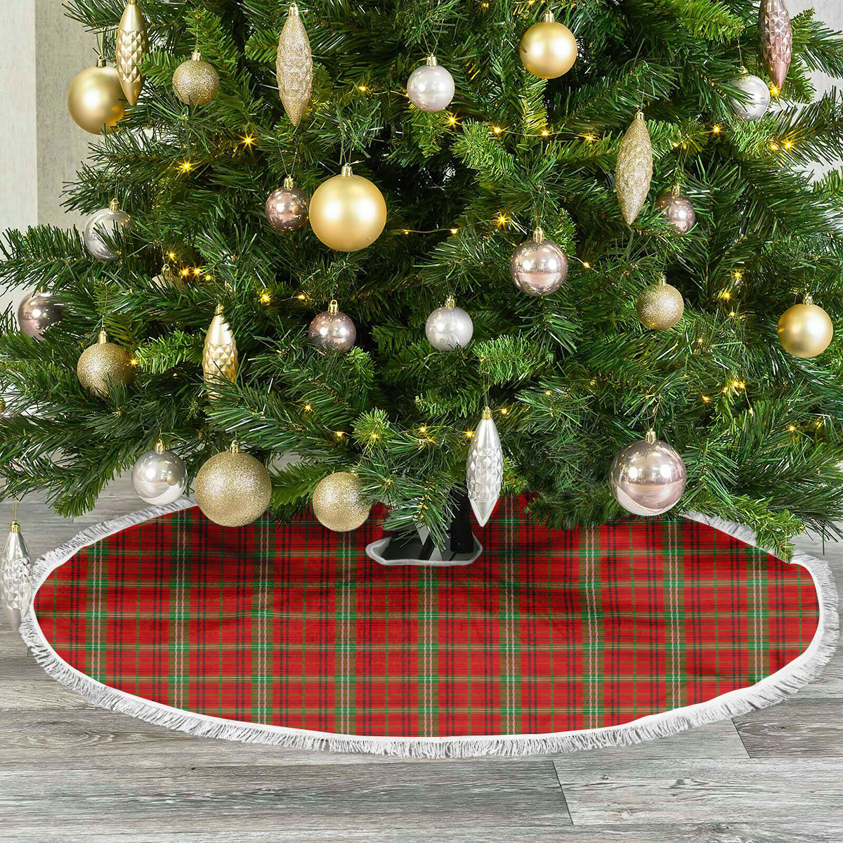 Morrison Red Modern Tartan Christmas Tree Skirt