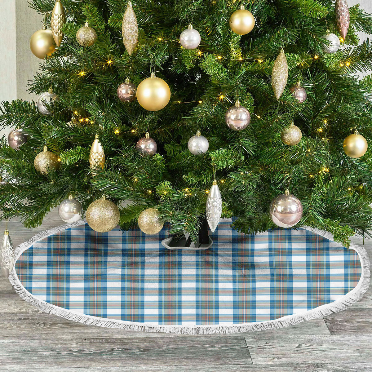 Stewart Muted Blue Tartan Christmas Tree Skirt