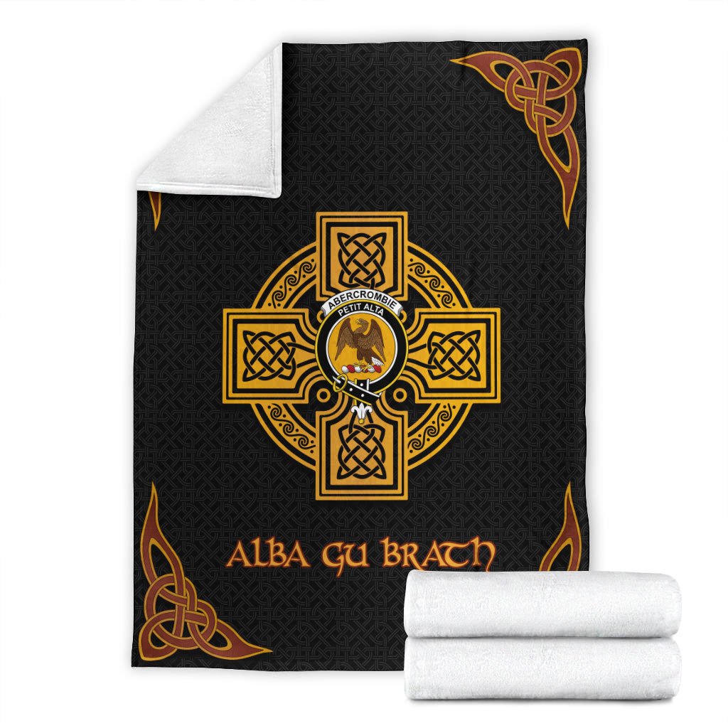 Abercrombie (Abercromby) Crest Premium Blanket - Black Celtic Cross Style