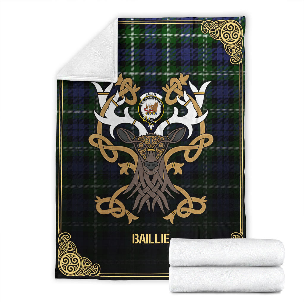 Baillie Modern Tartan Crest Premium Blanket - Celtic Stag style