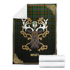 Bisset Tartan Crest Premium Blanket - Celtic Stag style