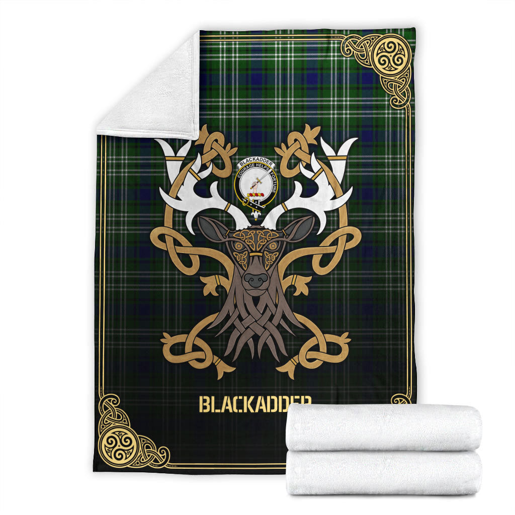 Blackadder Tartan Crest Premium Blanket - Celtic Stag style