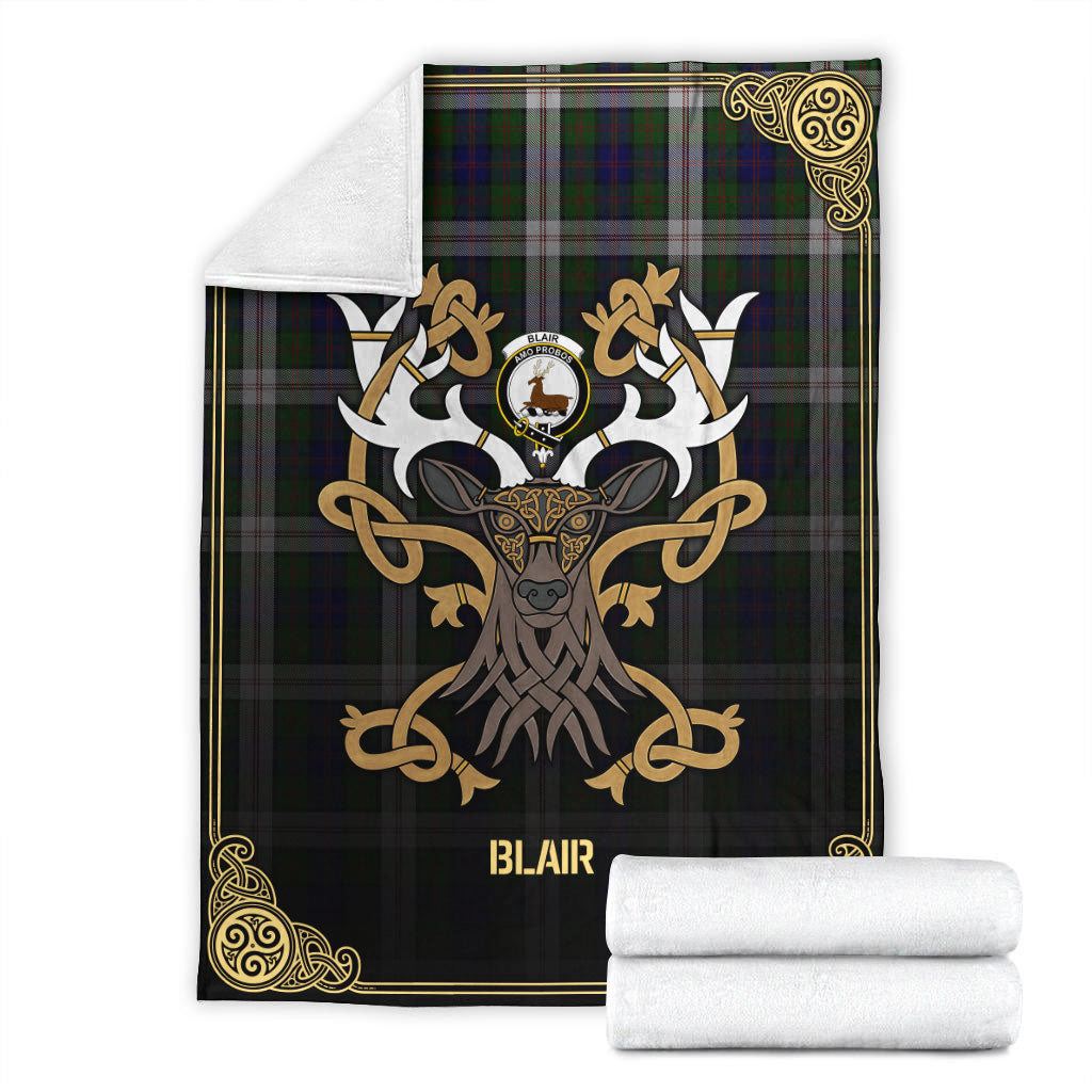 Blair Dress Tartan Crest Premium Blanket - Celtic Stag style