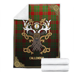 Callender Tartan Crest Premium Blanket - Celtic Stag style