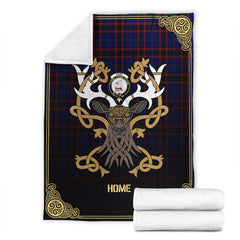 Home Modern Tartan Crest Premium Blanket - Celtic Stag style