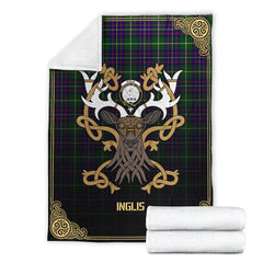 Inglis Modern Tartan Crest Premium Blanket - Celtic Stag style