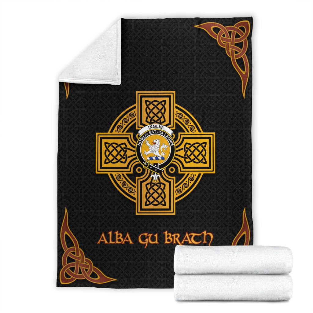 Inglis Crest Premium Blanket - Black Celtic Cross Style