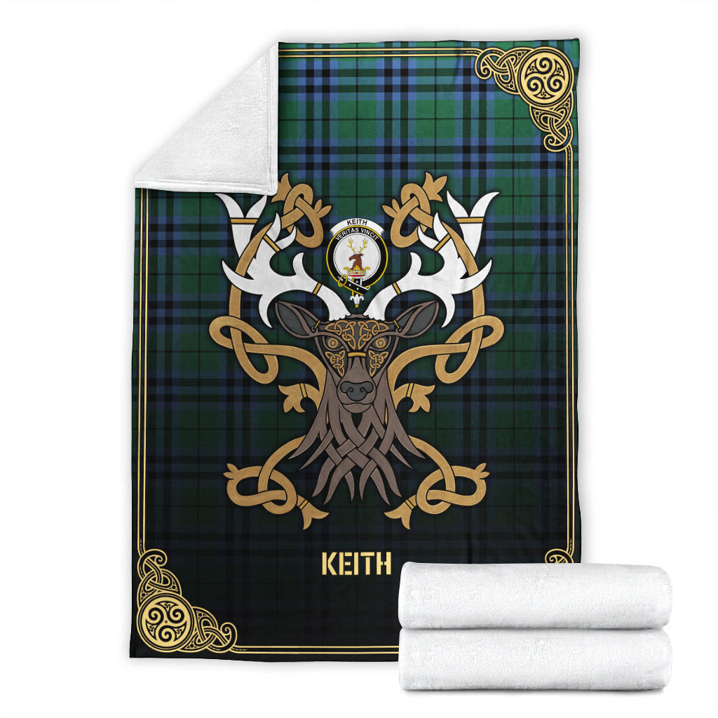 Keith Ancient Tartan Crest Premium Blanket - Celtic Stag style