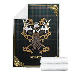 Kennedy Modern Tartan Crest Premium Blanket - Celtic Stag style