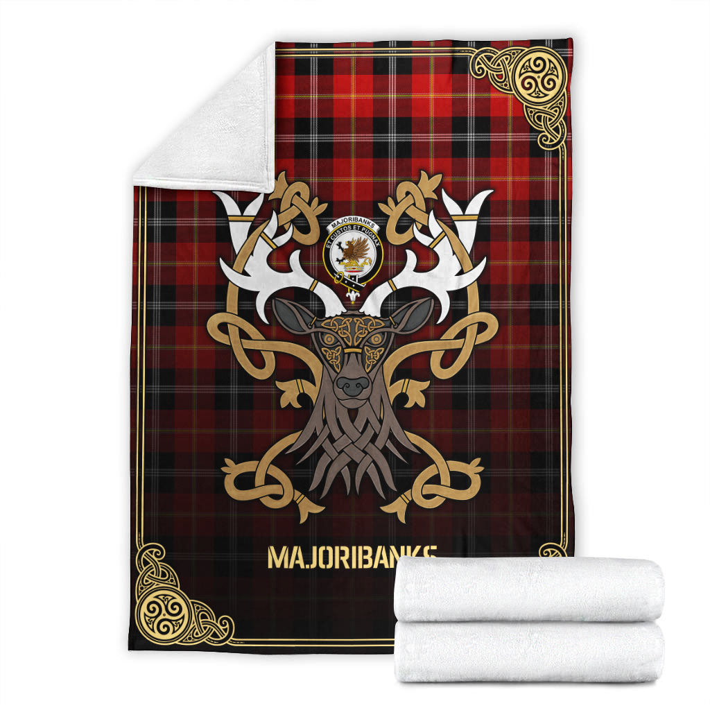 Majoribanks Tartan Crest Premium Blanket - Celtic Stag style