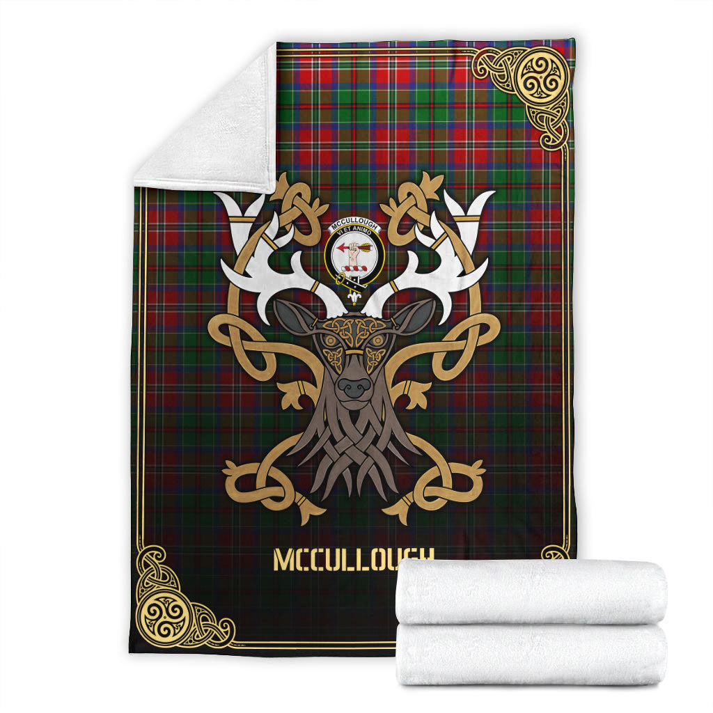 McCullough Tartan Crest Premium Blanket - Celtic Stag style