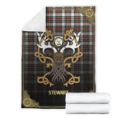 Stewart Dress Modern Tartan Crest Premium Blanket - Celtic Stag style