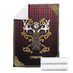 Straiton Tartan Crest Premium Blanket - Celtic Stag style