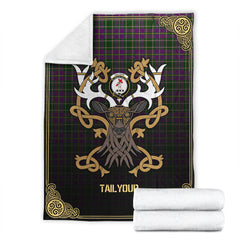 Tailyour Tartan Crest Premium Blanket - Celtic Stag style