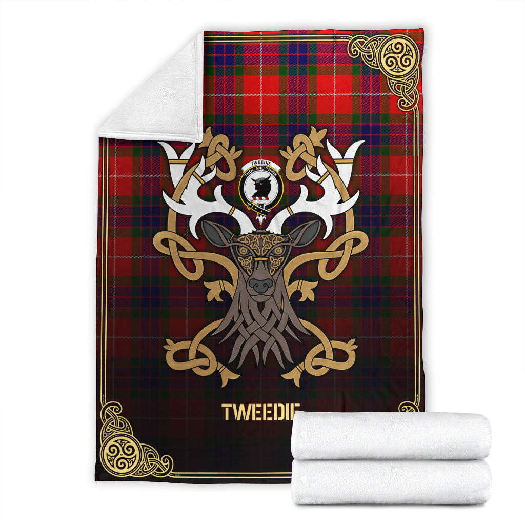 Tweedie Tartan Crest Premium Blanket - Celtic Stag style