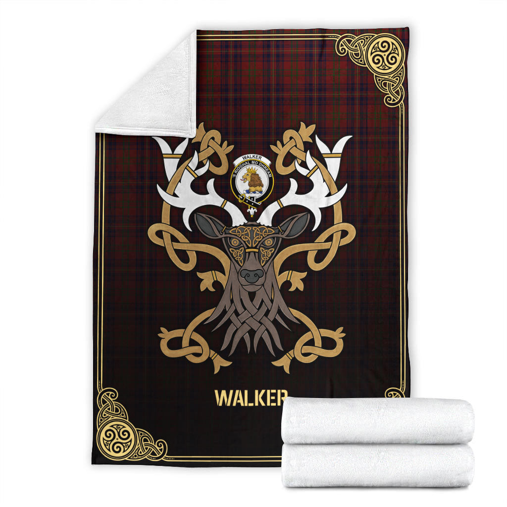 Walker Tartan Crest Premium Blanket - Celtic Stag style