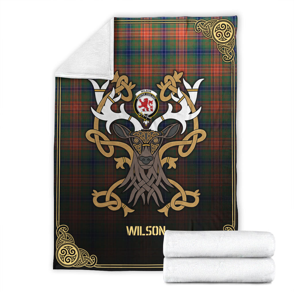 Wilson Ancient Tartan Crest Premium Blanket - Celtic Stag style