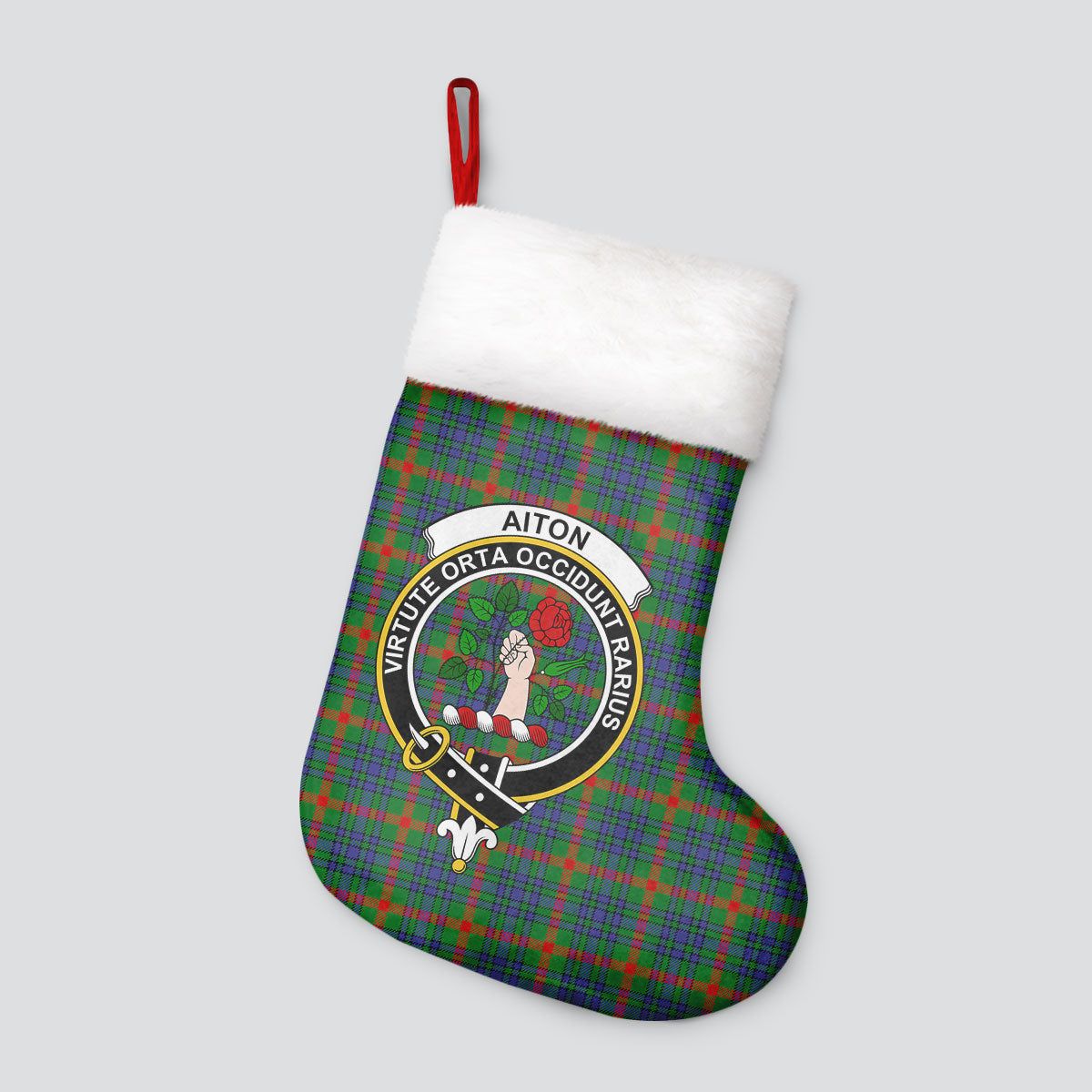 Aiton Tartan Crest Christmas Stocking