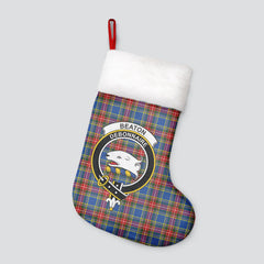 Beaton Modern Tartan Crest Christmas Stocking