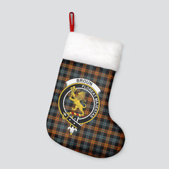 Broun Ancient Tartan Crest Christmas Stocking