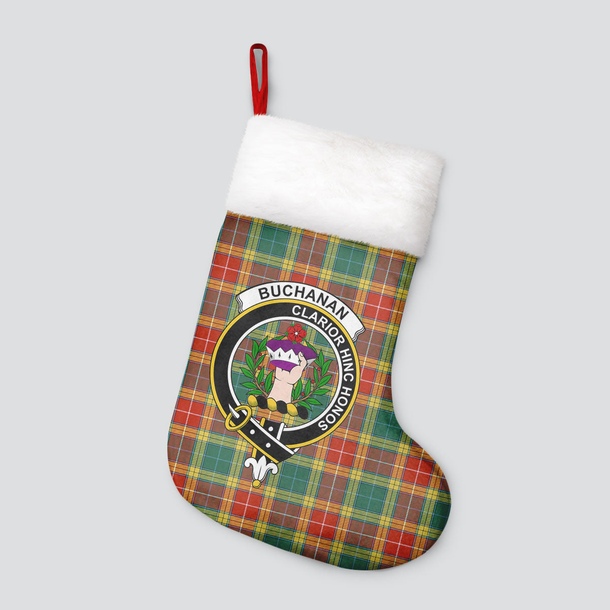 Buchanan Old Sett Tartan Crest Christmas Stocking