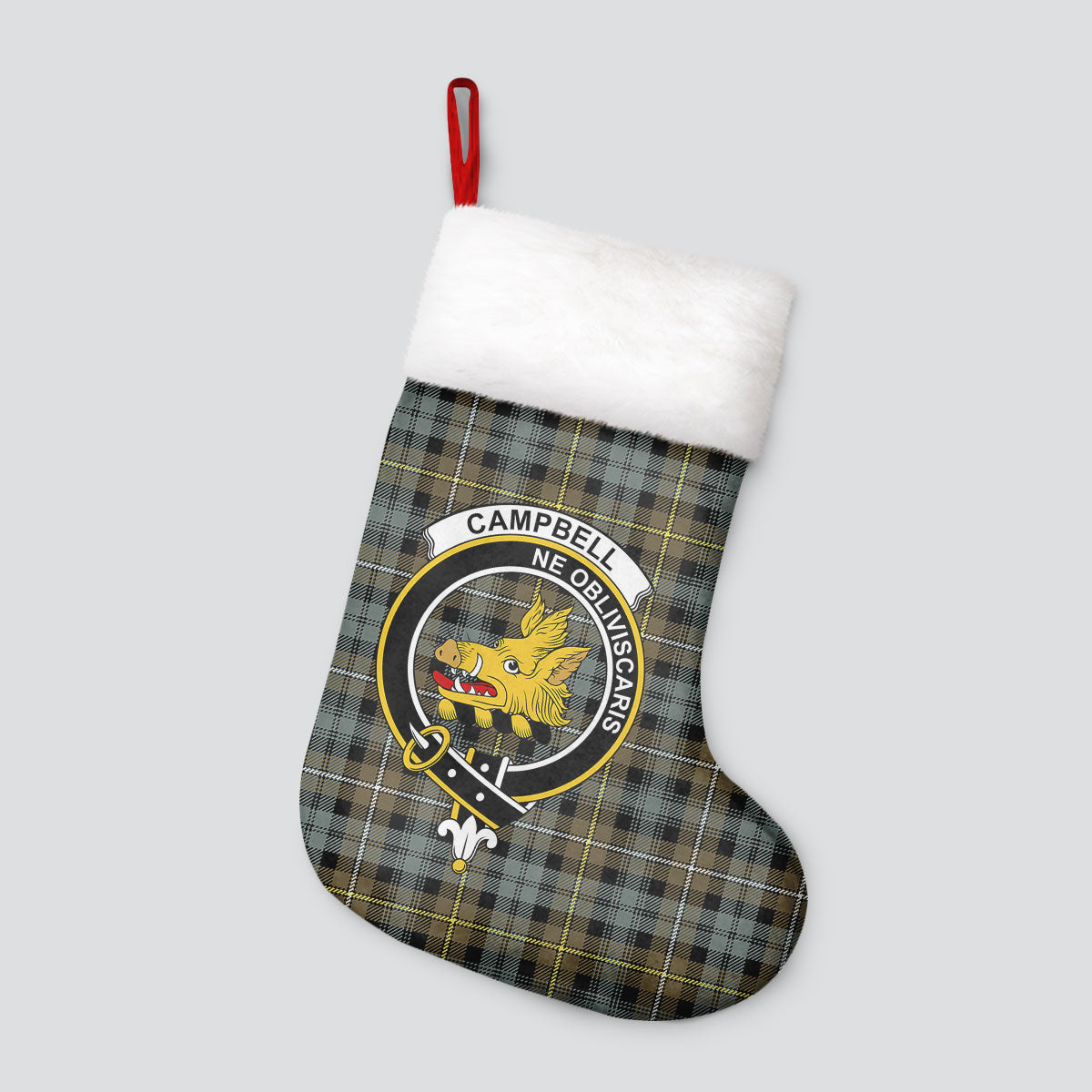 Campbell Argyll Weathered Tartan Crest Christmas Stocking