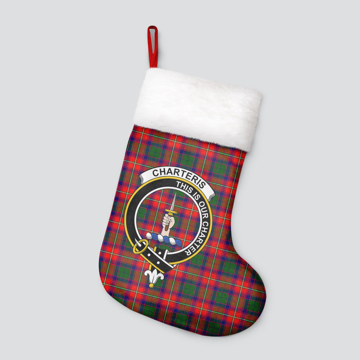 Charteris (Earl of Wemyss) Tartan Crest Christmas Stocking