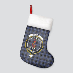 Clark Modern Tartan Crest Christmas Stocking