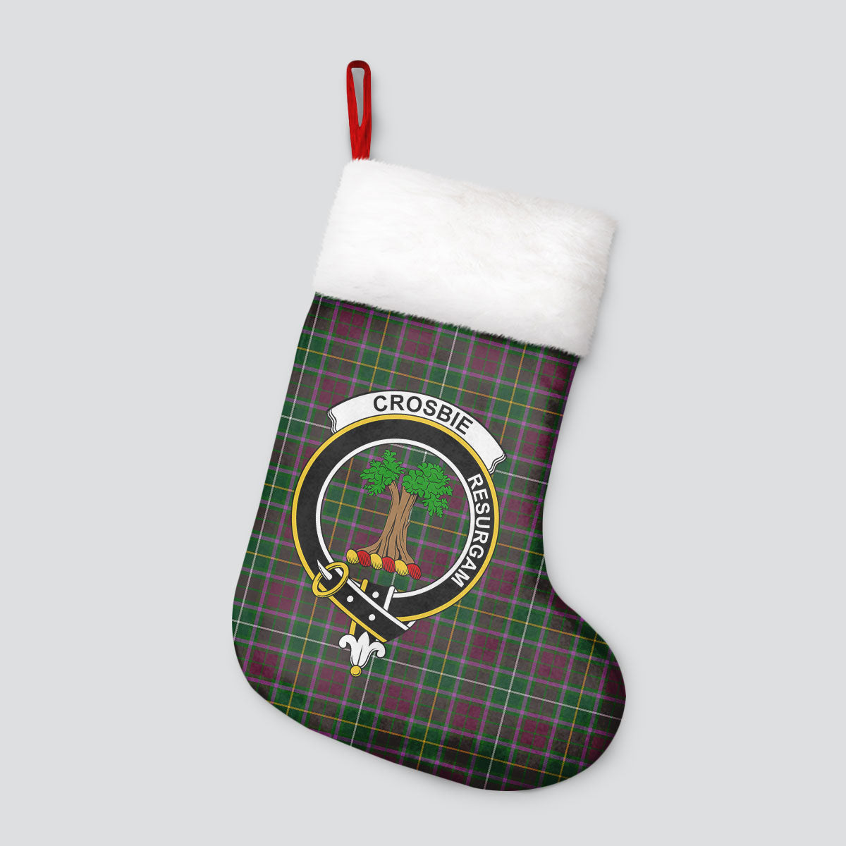 Crosbie (or Crosby) Tartan Crest Christmas Stocking