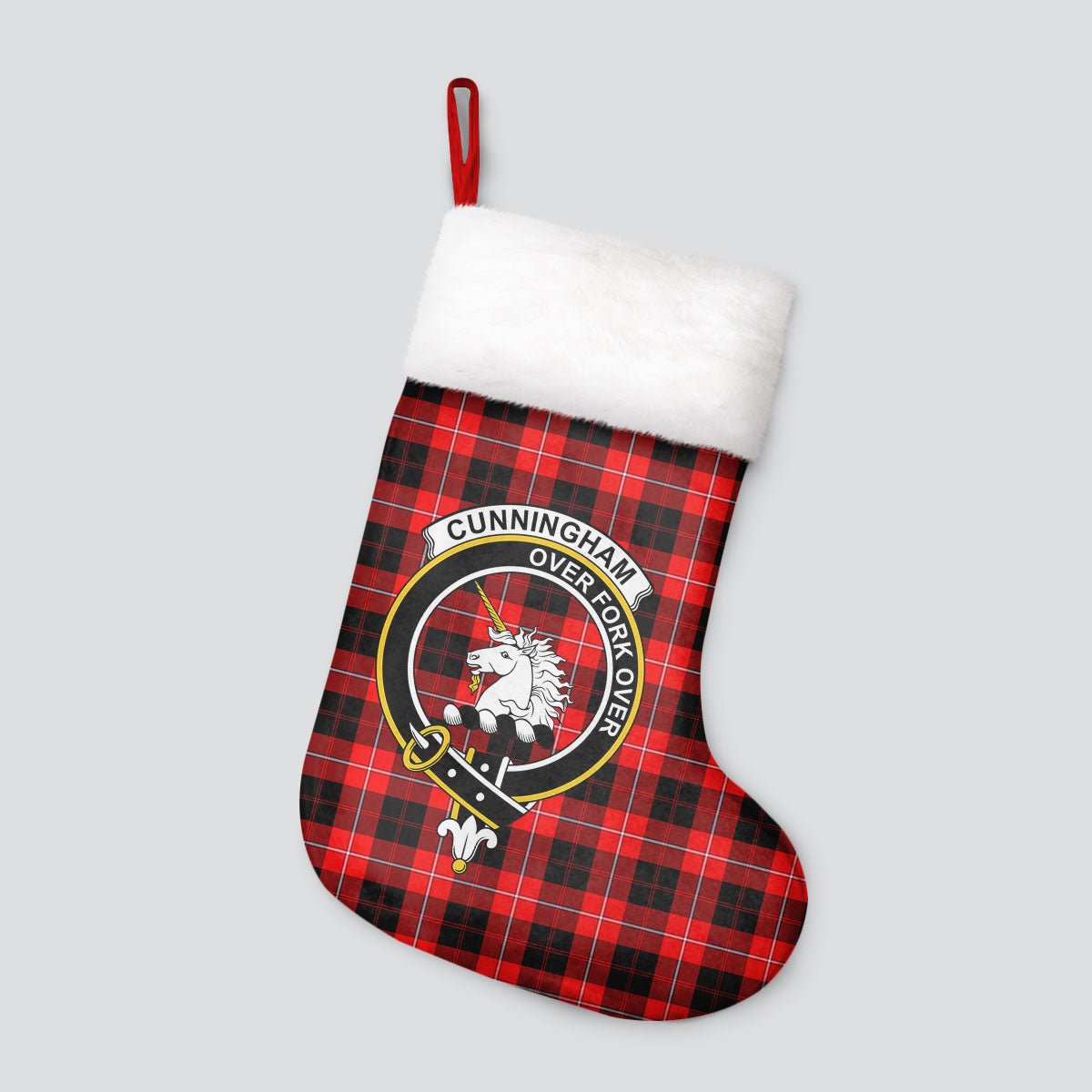 Cunningham Modern Tartan Crest Christmas Stocking